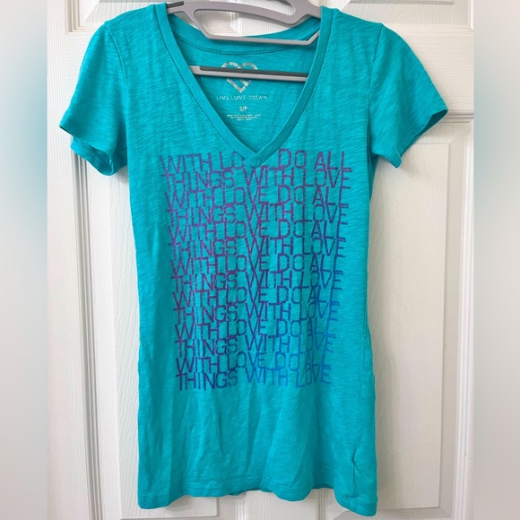 Aeropostale Tops - Live Love Dream Aeropostale DO ALL THINGS WITH LOVE Graphic Print V-Neck Shirt S